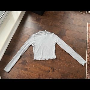 Long sleeve light teal cropped turtle neck